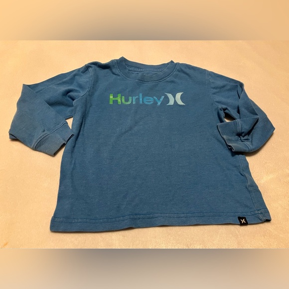 Hurley Other - Hurley Blue Long-Sleeve Logo Tee with Green Accent